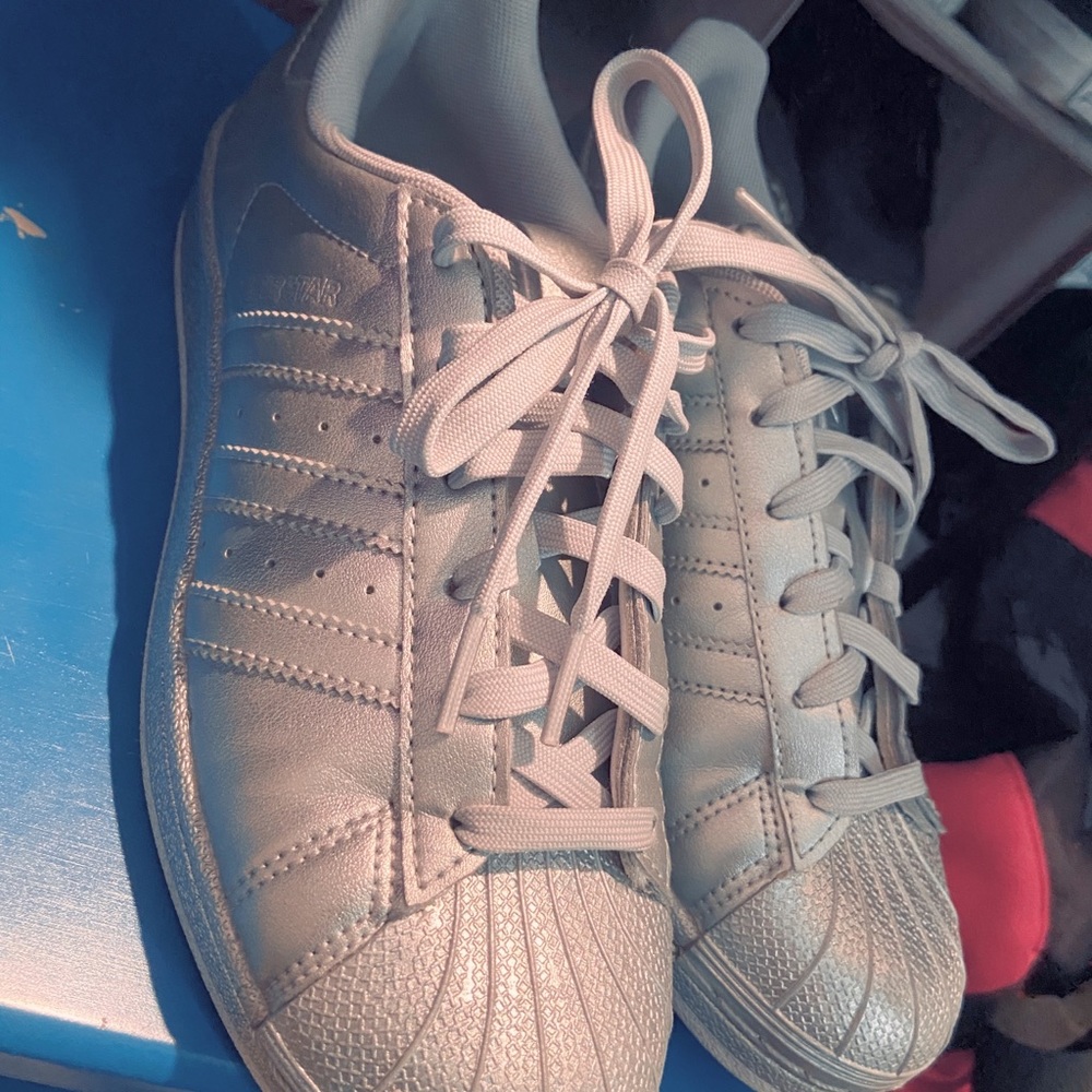 All silver adidas superstars custom